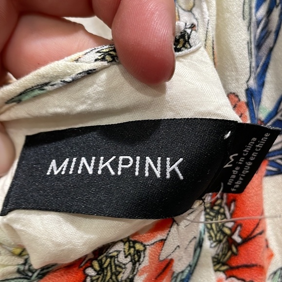 Minkpink Floral Button Front Halter Mini Dress M - Picture 5 of 9